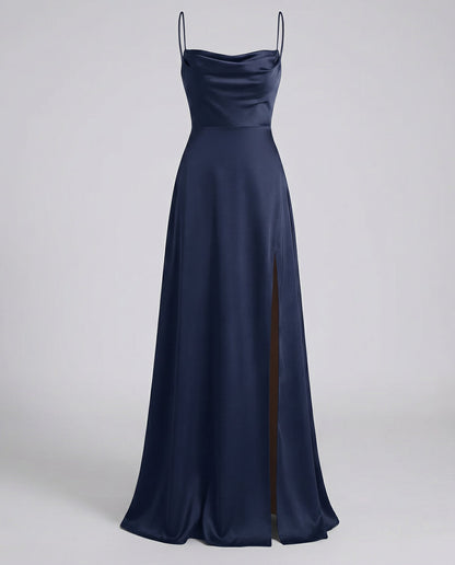 Femke - Elegante Bruiloft Gastenjurk Dames Maxi met Waterval-hals en Split