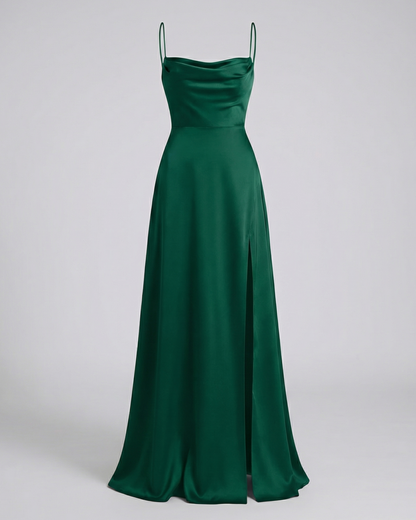 Femke - Elegante Bruiloft Gastenjurk Dames Maxi met Waterval-hals en Split