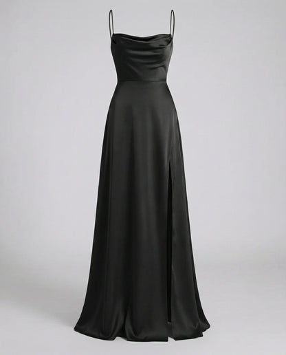 Femke - Elegante Bruiloft Gastenjurk Dames Maxi met Waterval-hals en Split