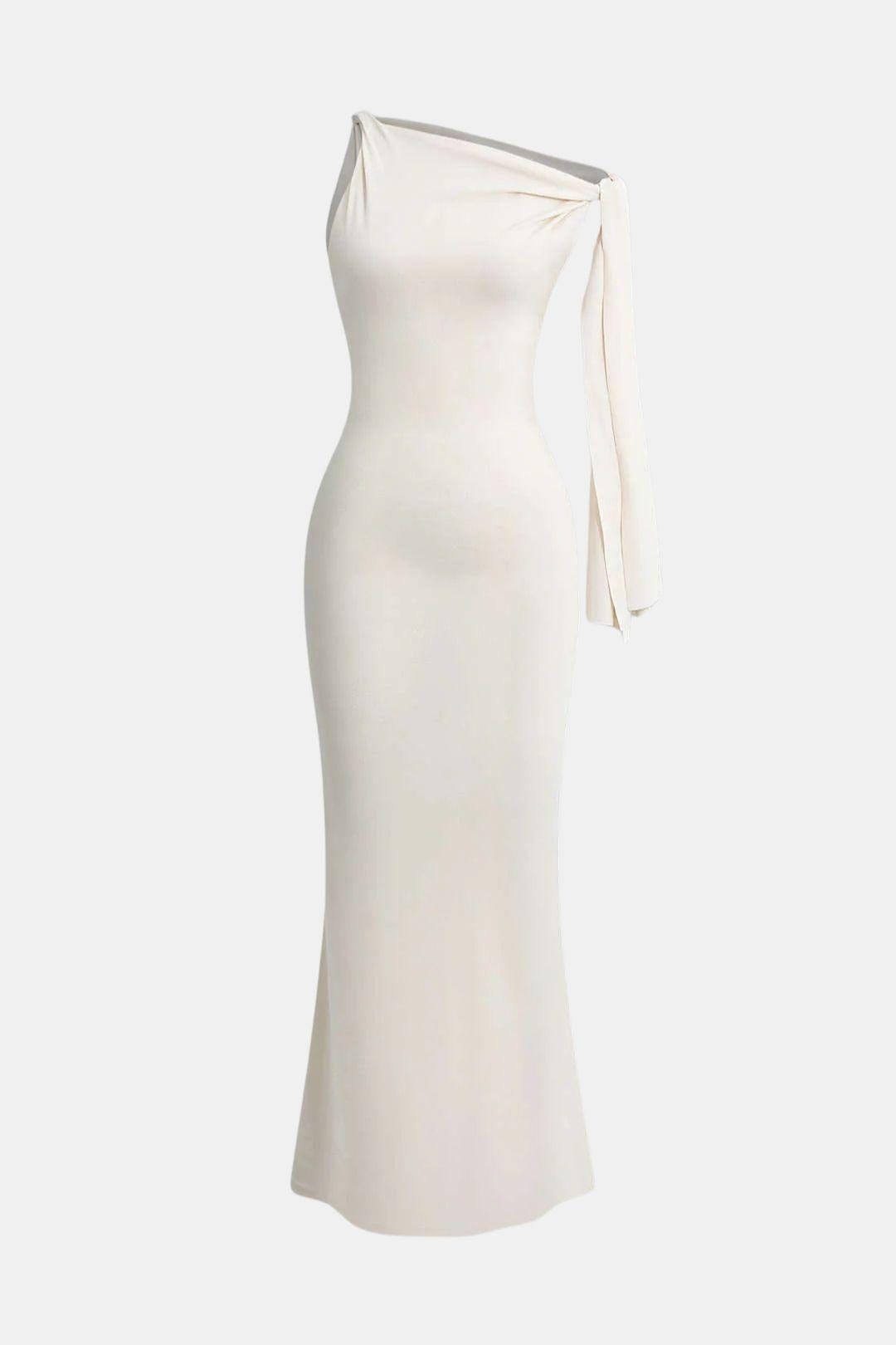 Femke - Elegante Bruiloft Gastenjurk Dames met One-shoulder Mouw en Slanke Lijn