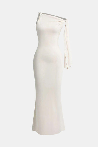 Femke - Elegante Bruiloft Gastenjurk Dames met One-shoulder Mouw en Slanke Lijn