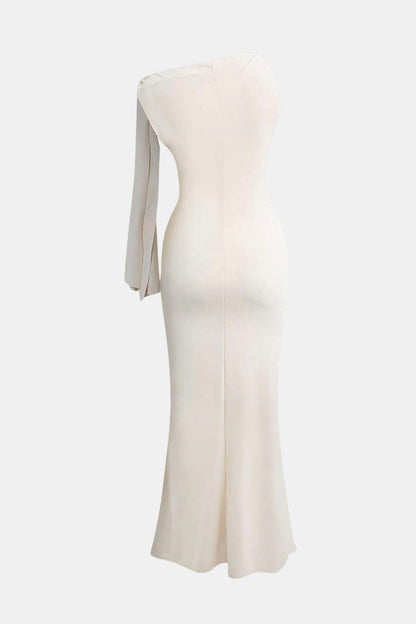 Femke - Elegante Bruiloft Gastenjurk Dames met One-shoulder Mouw en Slanke Lijn
