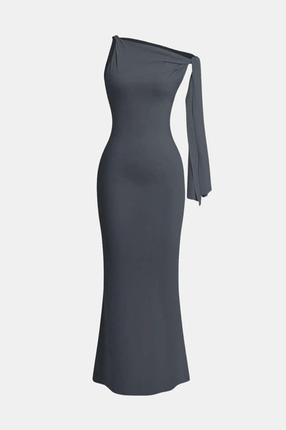 Femke - Elegante Bruiloft Gastenjurk Dames met One-shoulder Mouw en Slanke Lijn