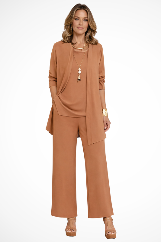 Fenna - Dames Co-ord Set Feestelijk met Wijde Broek en Losse Vest