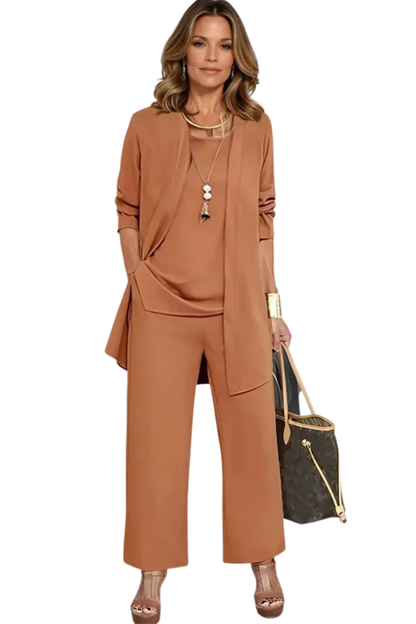 Fenna - Dames Co-ord Set Feestelijk met Wijde Broek en Losse Vest