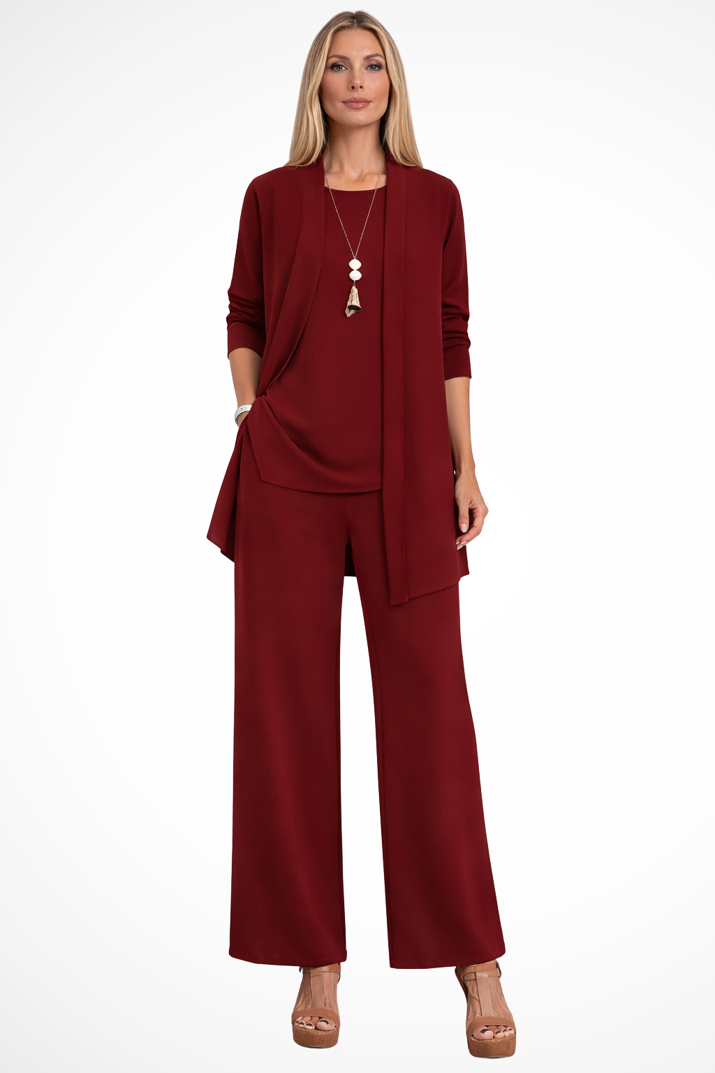 Fenna - Dames Co-ord Set Feestelijk met Wijde Broek en Losse Vest