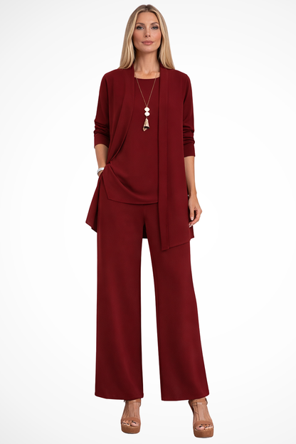 Fenna - Dames Co-ord Set Feestelijk met Wijde Broek en Losse Vest