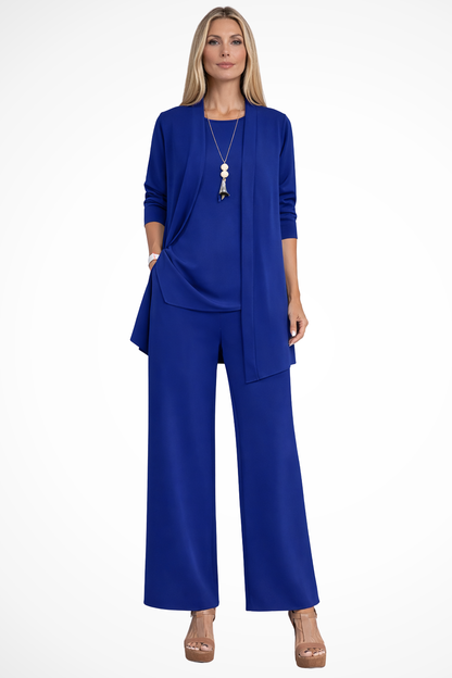 Fenna - Dames Co-ord Set Feestelijk met Wijde Broek en Losse Vest