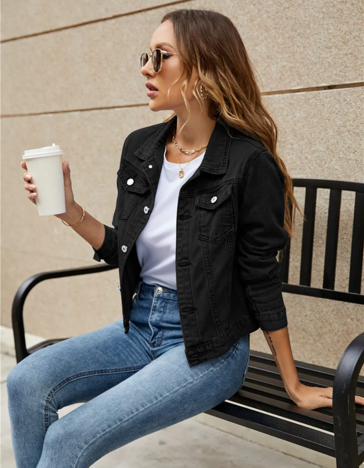 Fenna - Dames Spijkerjas Cropped voor de Herfst met Knoopsluiting