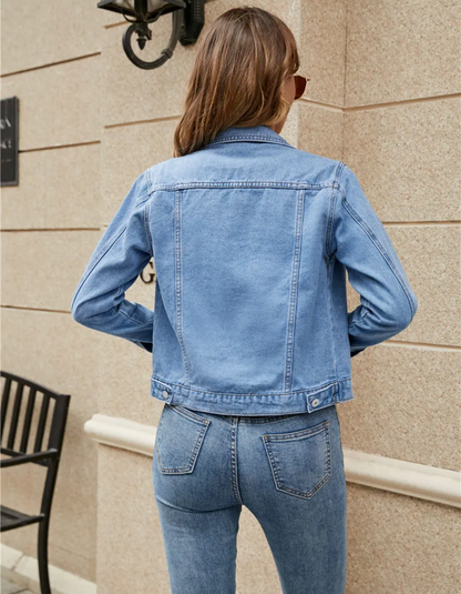 Fenna - Dames Spijkerjas Cropped voor de Herfst met Knoopsluiting