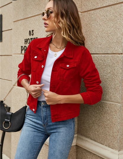 Fenna - Dames Spijkerjas Cropped voor de Herfst met Knoopsluiting