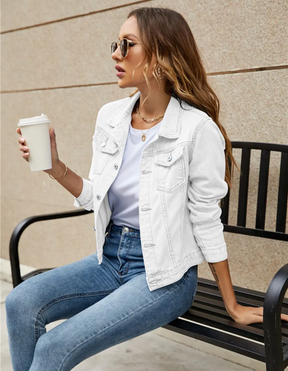 Fenna - Dames Spijkerjas Cropped voor de Herfst met Knoopsluiting