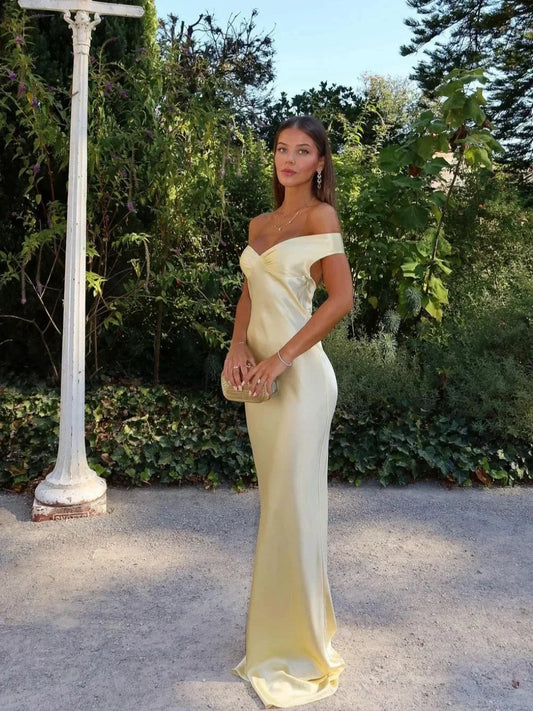 Fenna - Elegante Bruiloft Gastenjurk Dames met Off-Shoulder Detail