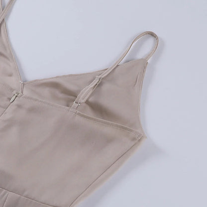Fenna - Elegante Bruiloft Gastenjurk Dames met Waterval V-hals en Hoge Split