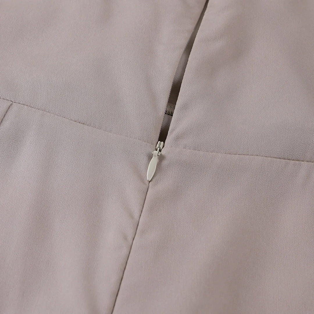 Fenna - Elegante Bruiloft Gastenjurk Dames met Waterval V-hals en Hoge Split