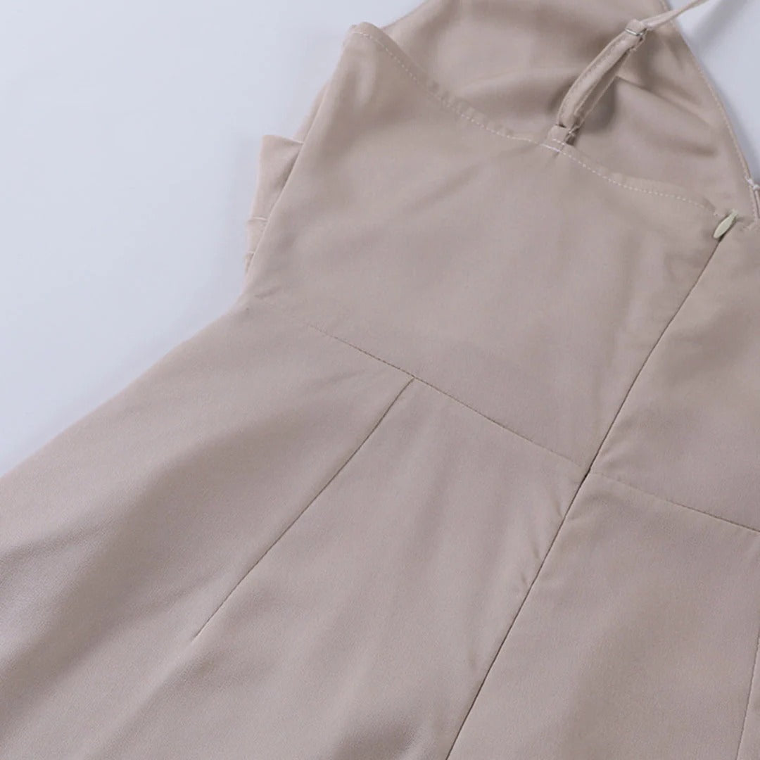 Fenna - Elegante Bruiloft Gastenjurk Dames met Waterval V-hals en Hoge Split