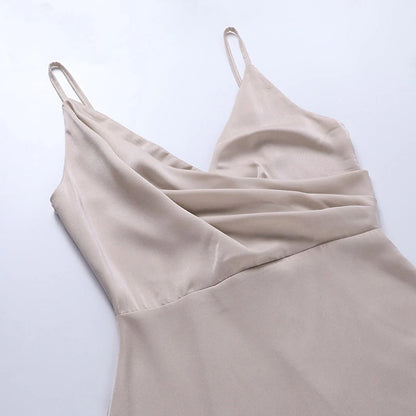 Fenna - Elegante Bruiloft Gastenjurk Dames met Waterval V-hals en Hoge Split