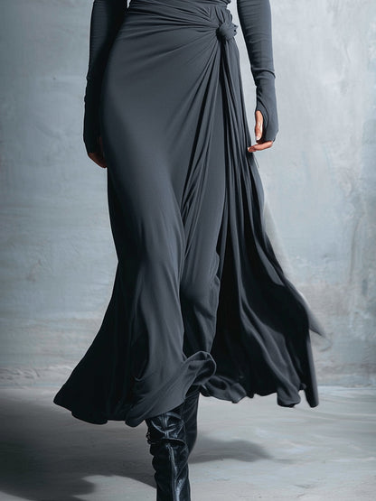Fenna - Maxi jurk dames lang met lange mouw en hoge hals