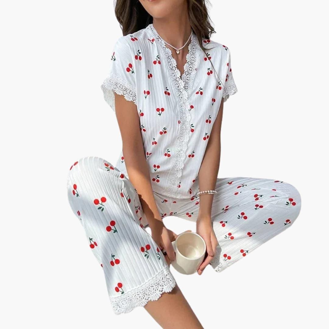Fenna - Pyjama dames zacht en comfortabel met print en korte mouw