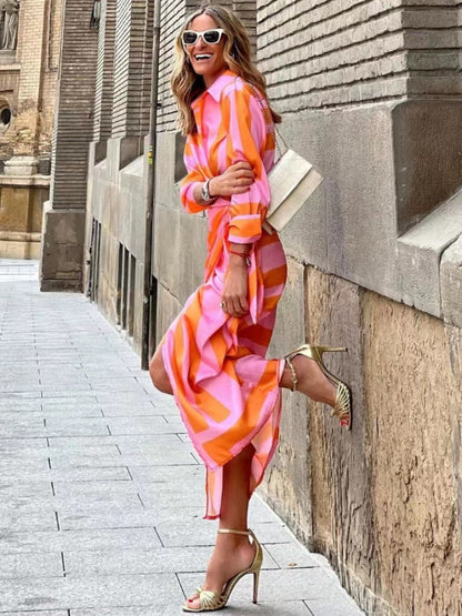 Fenna - Stijlvolle Midi Zomerjurk Dames met Overslag en Riem