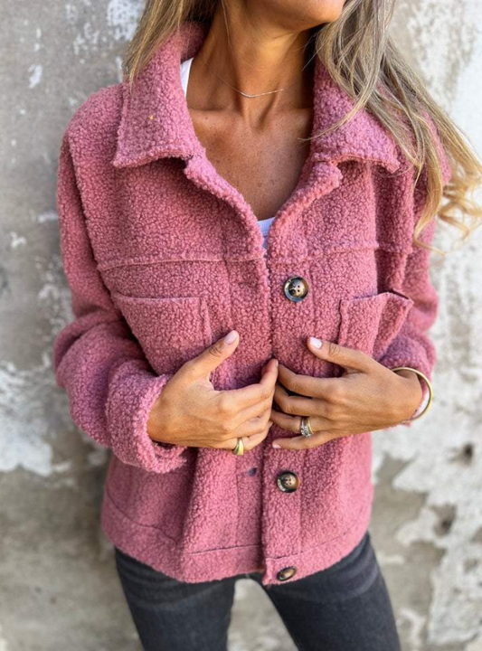 Fenna - Dames Teddy Jas voor de Herfst met Knoopsluiting