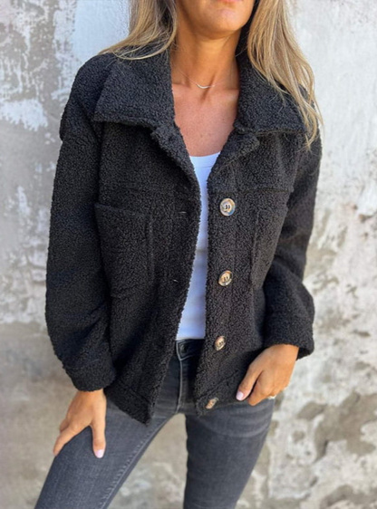 Fenna - Dames Teddy Jas voor de Herfst met Knoopsluiting