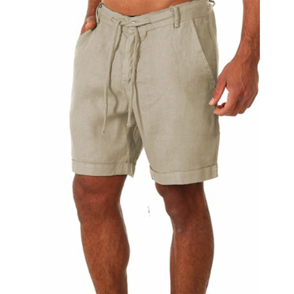 Finn - Casual Linnen Short Heren met Trekkoord en Omgeslagen Zoom