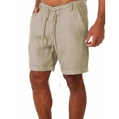 Finn - Casual Linnen Short Heren met Trekkoord en Omgeslagen Zoom