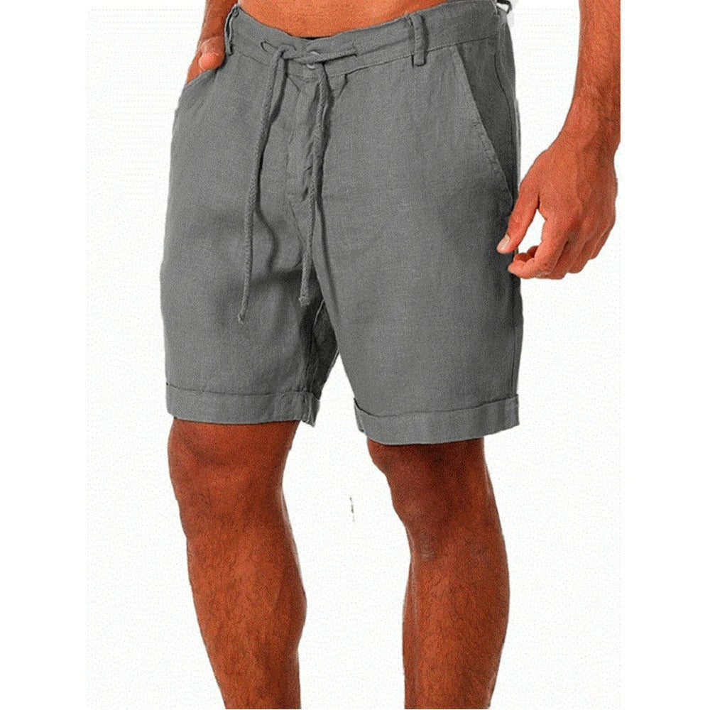 Finn - Casual Linnen Short Heren met Trekkoord en Omgeslagen Zoom