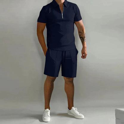 Finn - Trendy Heren Zomerset met Ritskraag en Geplooide Korte Broek