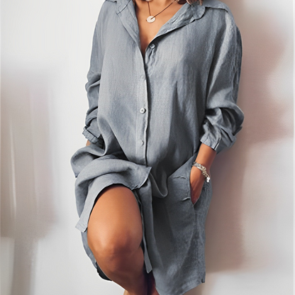 Floor - Casual Zomerjurk Dames met Hemdkraag en Knoopsluiting