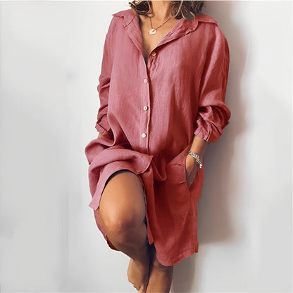 Floor - Casual Zomerjurk Dames met Hemdkraag en Knoopsluiting