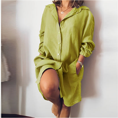 Floor - Casual Zomerjurk Dames met Hemdkraag en Knoopsluiting