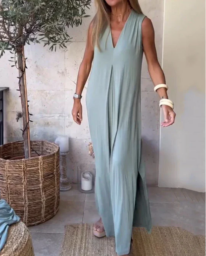 Floor - Elegante Bruiloft Gastenjurk Dames met Diepe V-hals en Split