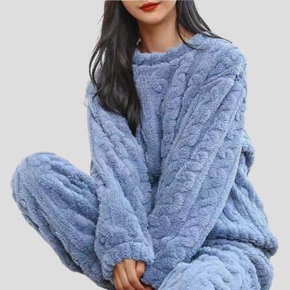 Floor - Fleece pyjama dames set warm en oversized met lange mouw