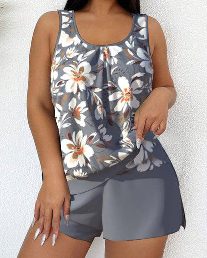 Floor - Stijlvolle Tankini Set Dames met Bloemenprint en Zwemshort