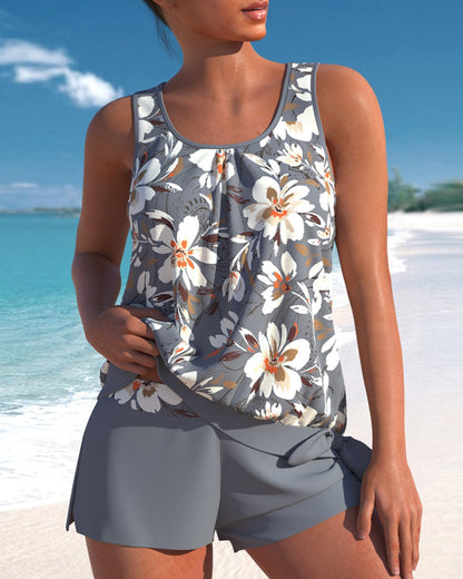Floor - Stijlvolle Tankini Set Dames met Bloemenprint en Zwemshort
