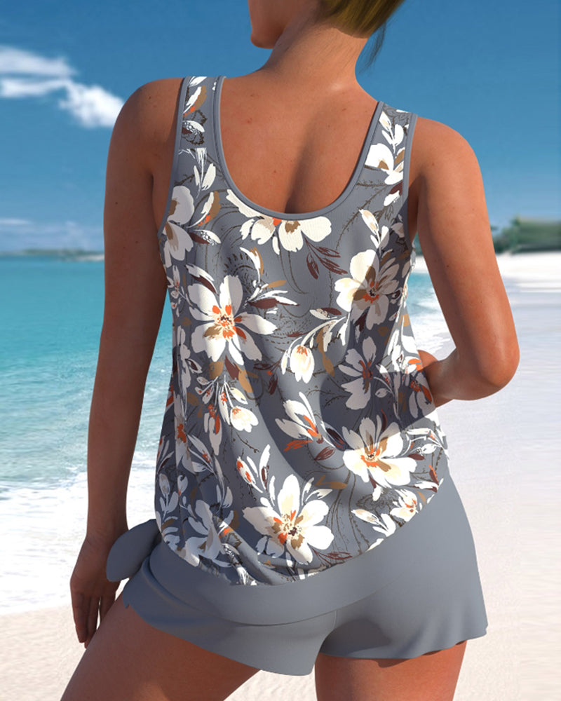 Floor - Stijlvolle Tankini Set Dames met Bloemenprint en Zwemshort
