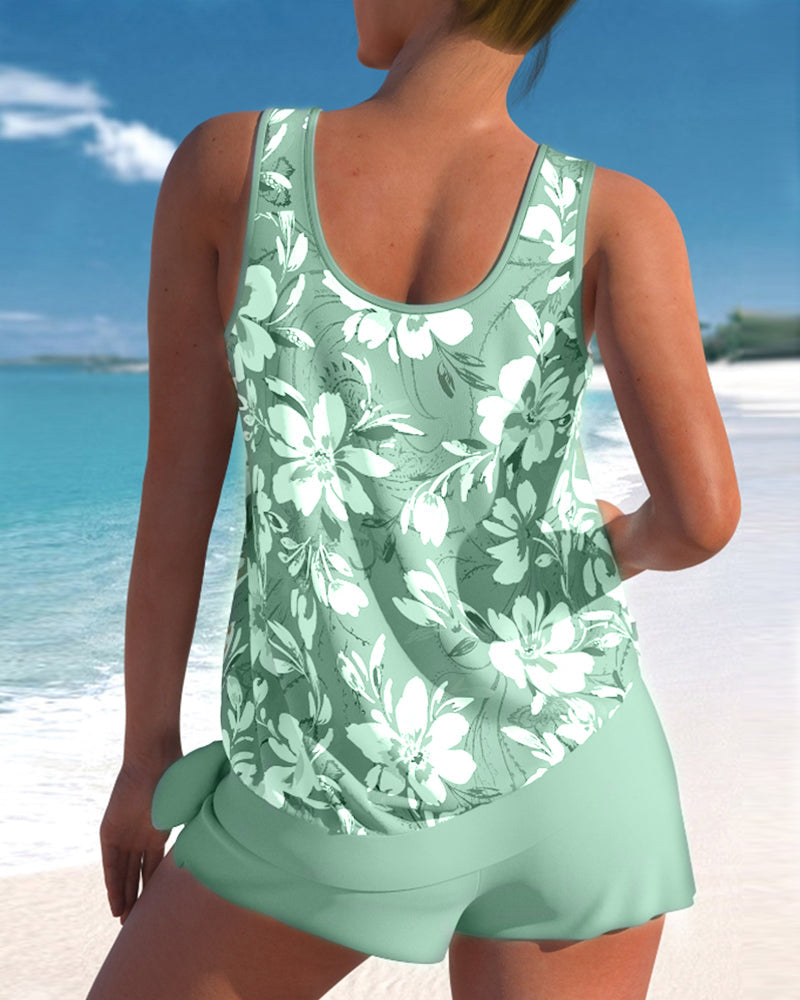 Floor - Stijlvolle Tankini Set Dames met Bloemenprint en Zwemshort
