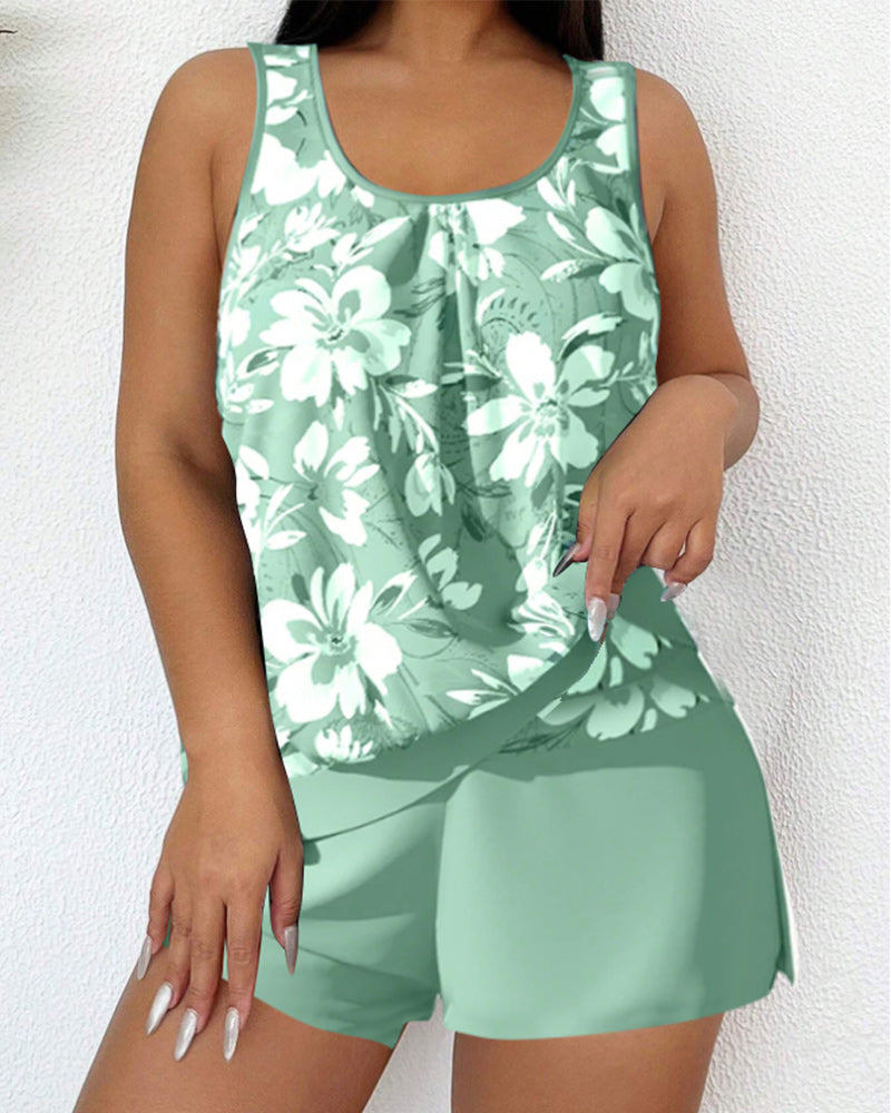Floor - Stijlvolle Tankini Set Dames met Bloemenprint en Zwemshort