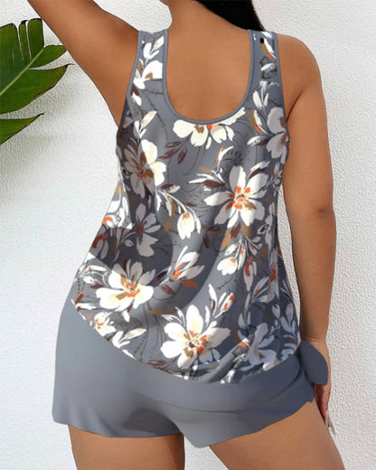 Floor - Stijlvolle Tankini Set Dames met Bloemenprint en Zwemshort