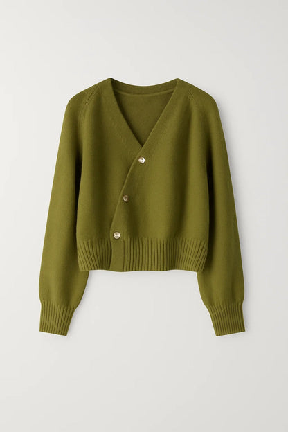 Gebreid Vest | Asymmetrische Knoopsluiting met V-Hals | Comfortabel en Uniek