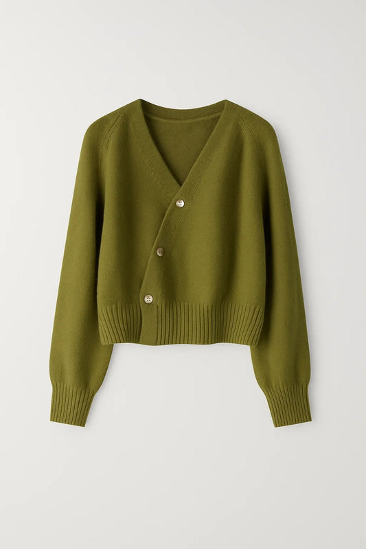 Gebreid Vest | Asymmetrische Knoopsluiting met V-Hals | Comfortabel en Uniek