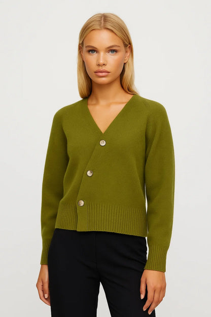Gebreid Vest | Asymmetrische Knoopsluiting met V-Hals | Comfortabel en Uniek