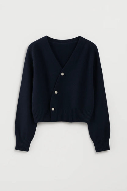 Gebreid Vest | Asymmetrische Knoopsluiting met V-Hals | Comfortabel en Uniek