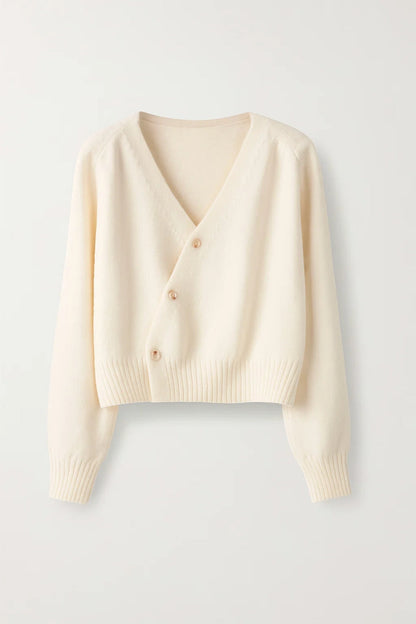 Gebreid Vest | Asymmetrische Knoopsluiting met V-Hals | Comfortabel en Uniek