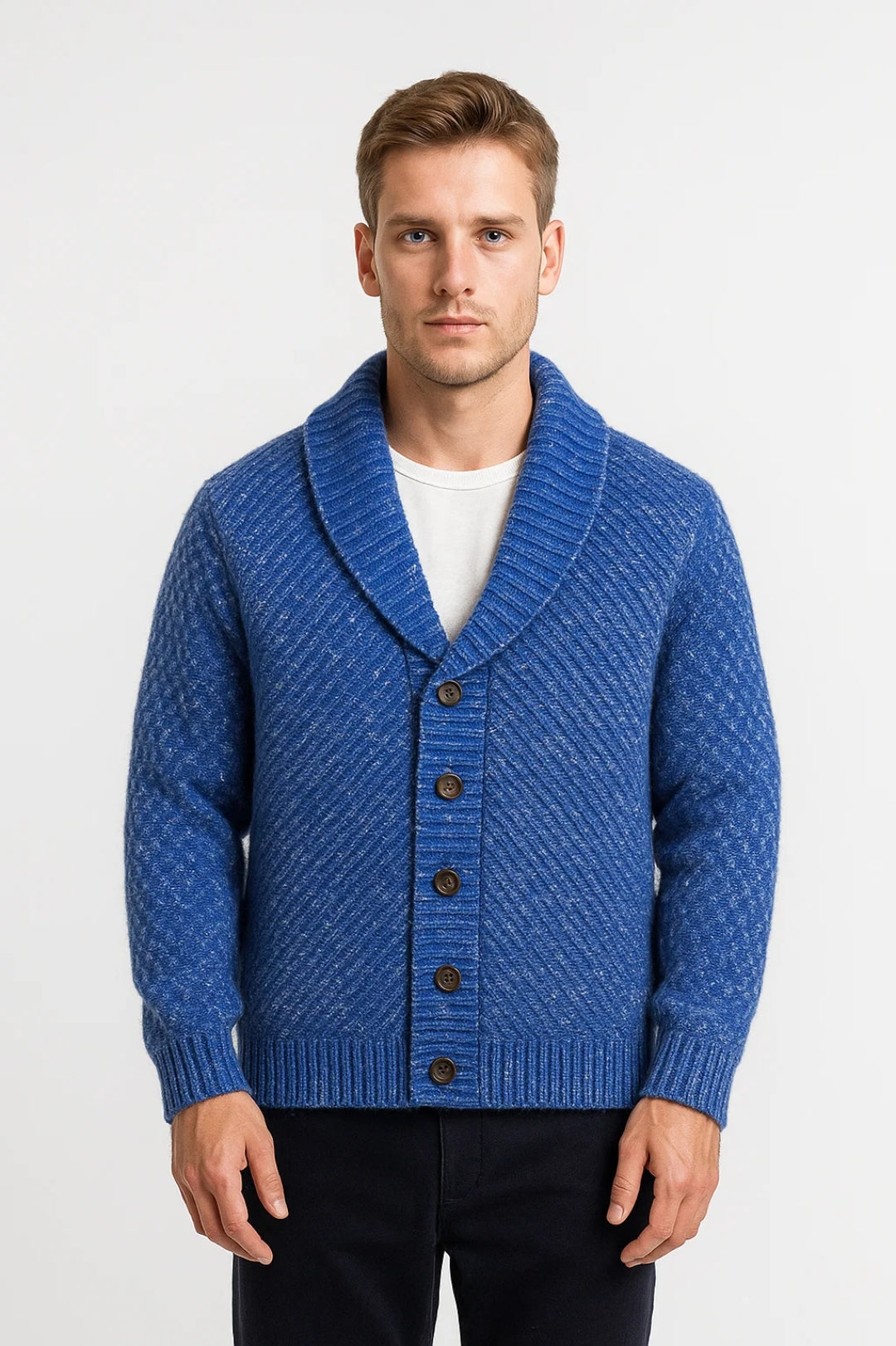 Vest Heren - Gebreid Knoopmodel met Brede Sjaalkraag | Klassiek