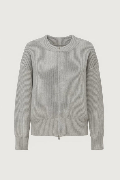 Gebreid Vest | Ritsluiting met Geribde Structuur | Minimalistisch en Comfortabel