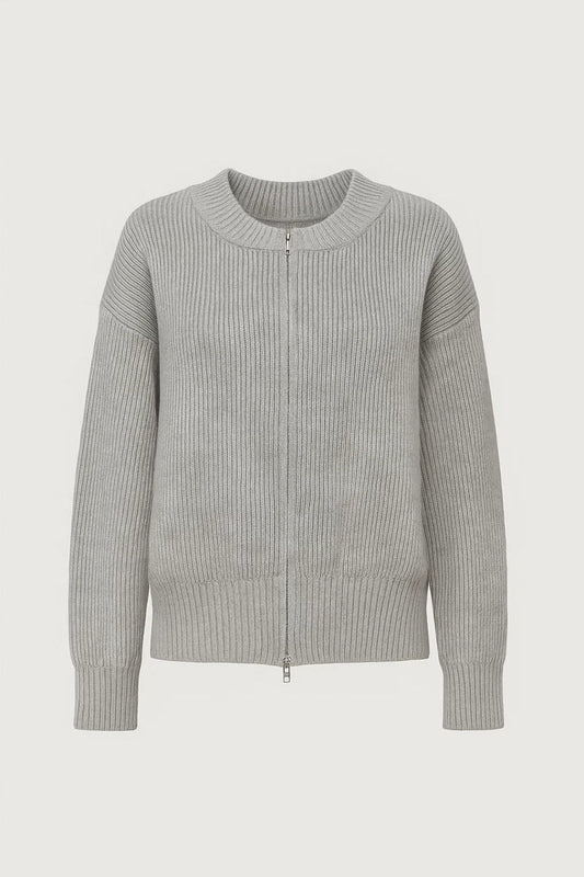 Gebreid Vest | Ritsluiting met Geribde Structuur | Minimalistisch en Comfortabel