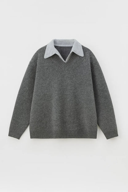 Trui Dames | Gebreid | Contrasterende Kraag | Herfst | Comfortabele pasvorm | Ideaal voor koelere dagen